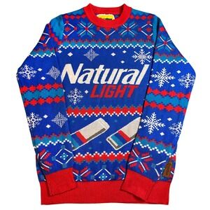 Tipsy Elves Natural Light Ugly Christmas Sweater Beer Holiday Party Adult Small